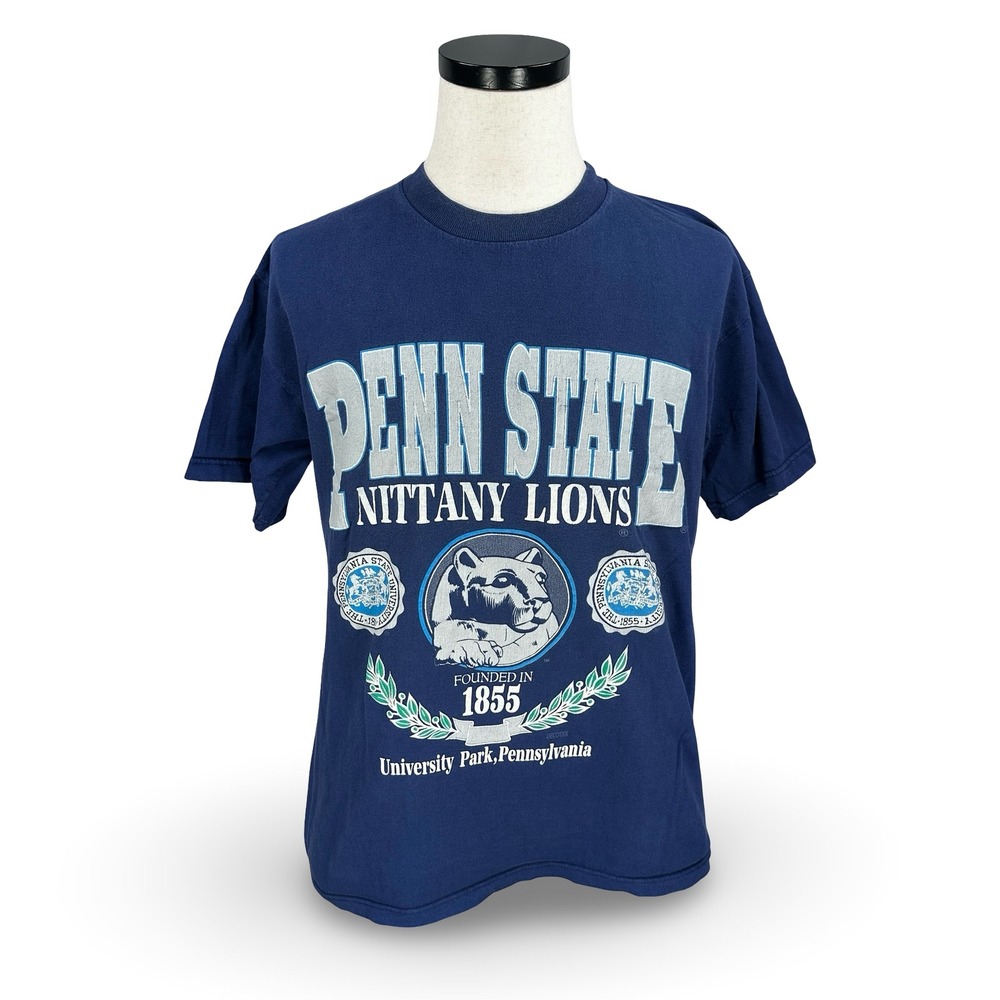 Penn State Nittany Lions T Shirt Vintage Graphic Tee Blue Large